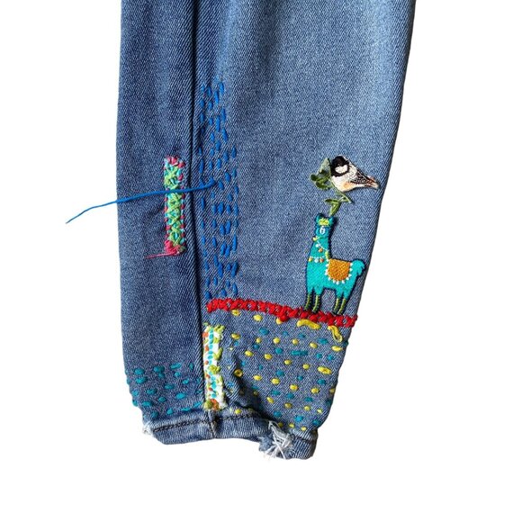 No Bo High Rise Skinny Jeans Womens JR 13 Button Fly Embroidered Patches Skater - Picture 3 of 11